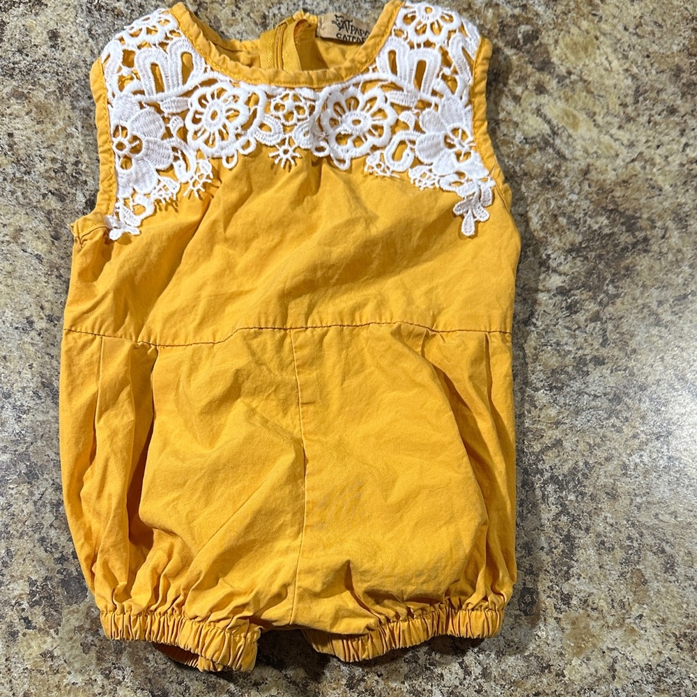 Yellow Lace Accent Kids One Piece